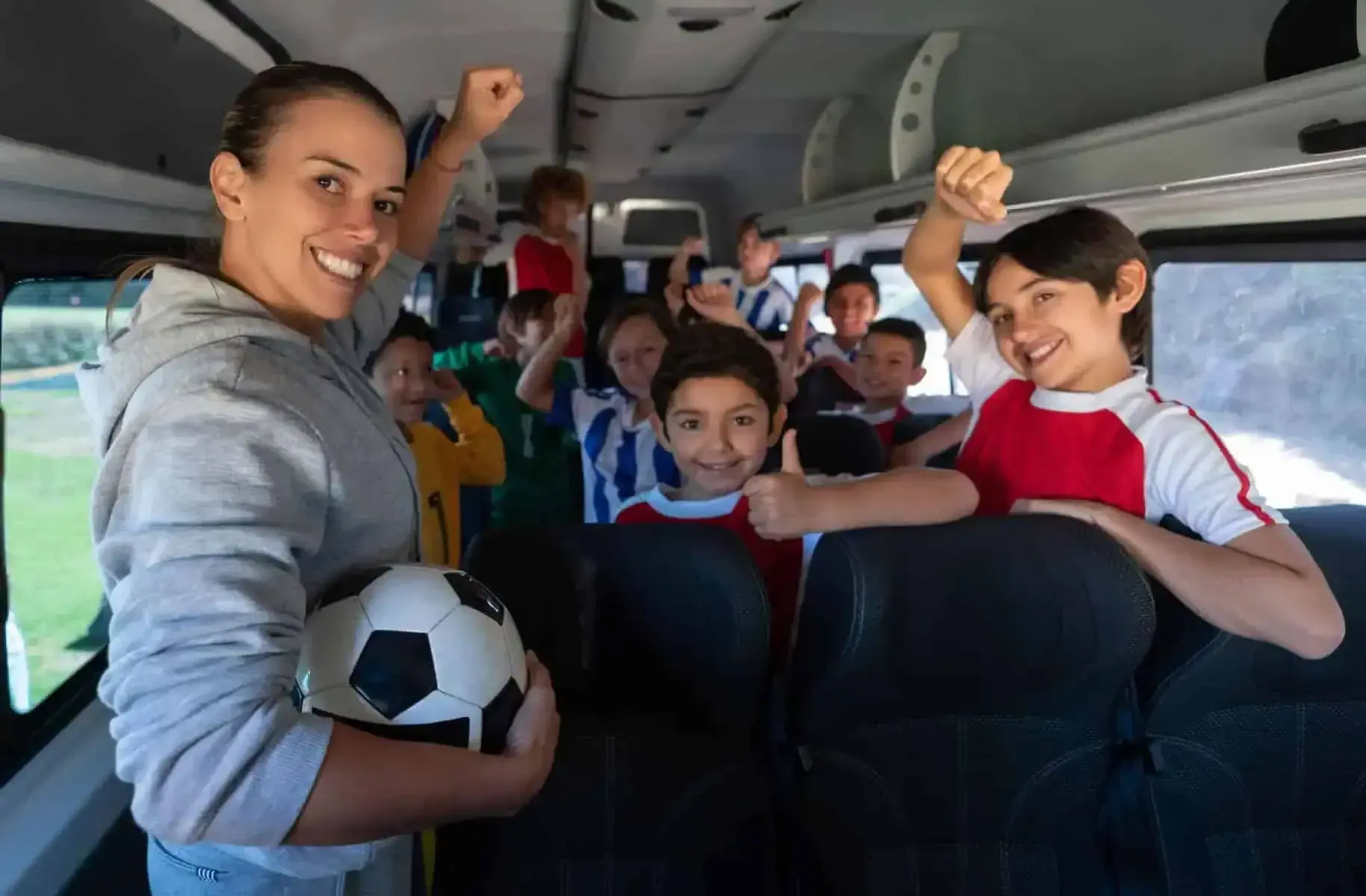 Children on coach