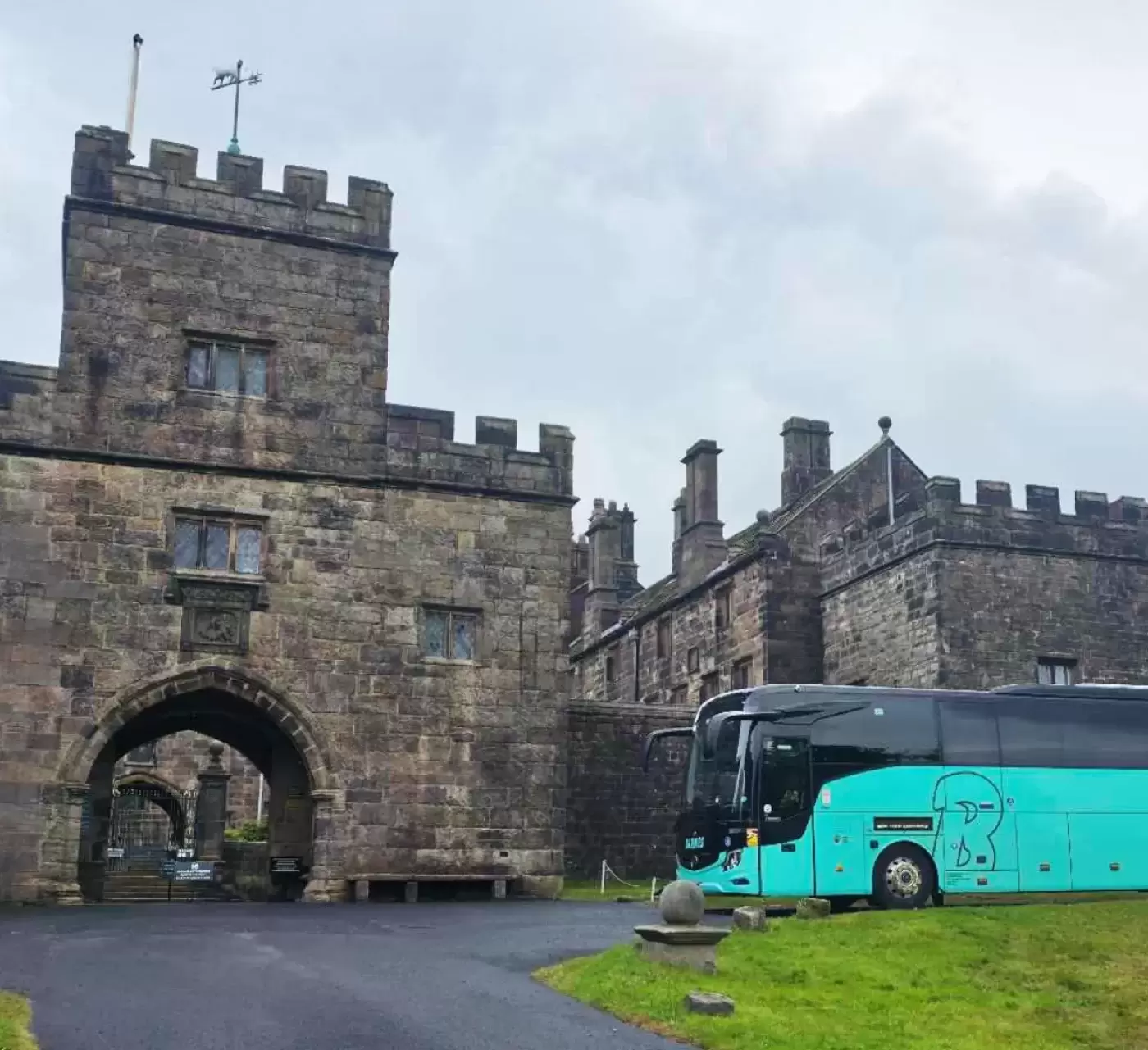 Barnes coach parked at castle